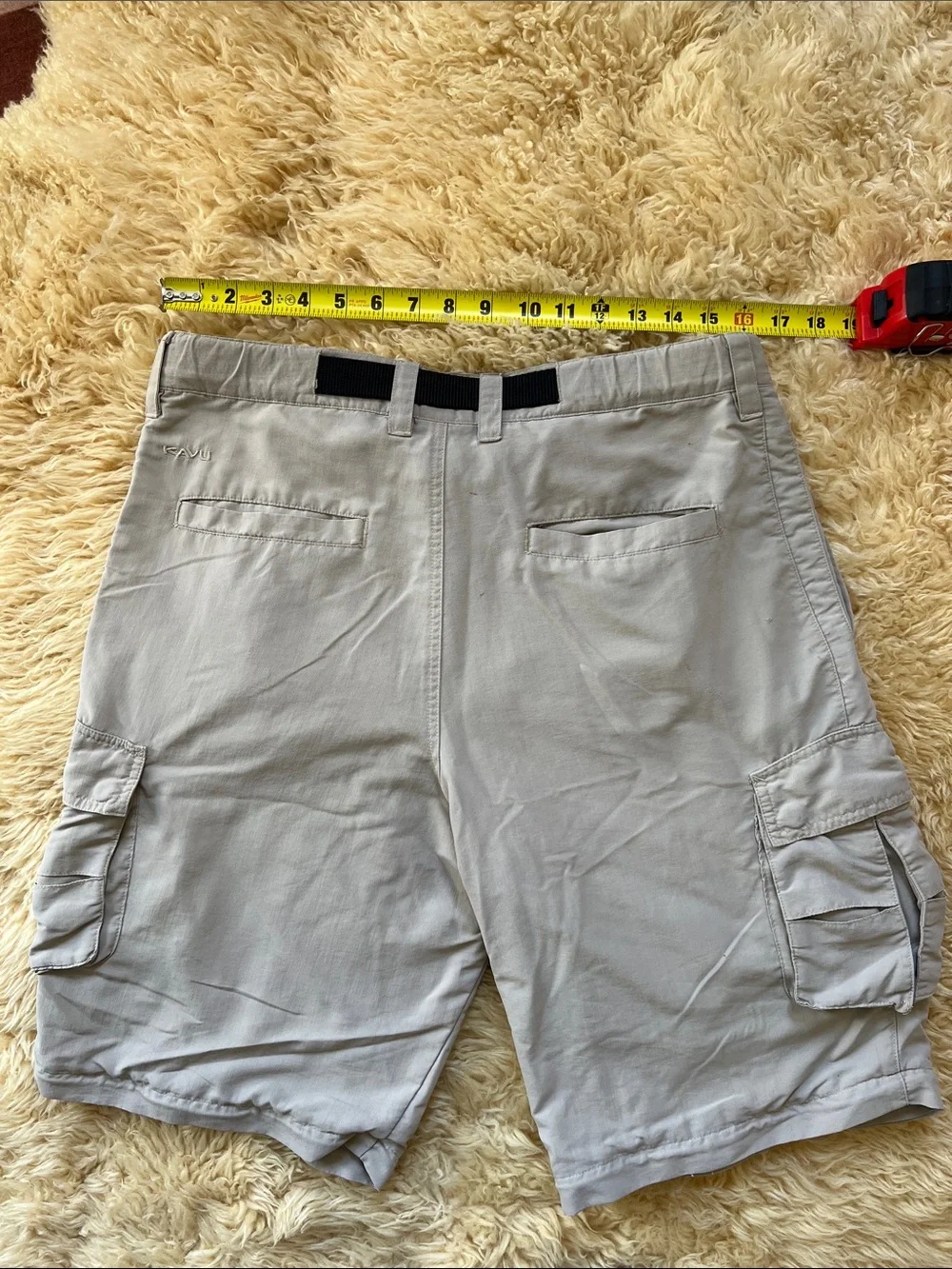 Kavu Men's Light Tan Cargo Shorts with Belt